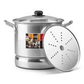 Vaporera Lamex De Aluminio 11 Litros Con Tapa De Vidrio